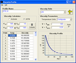 Screenshot of software for turbine flow meters